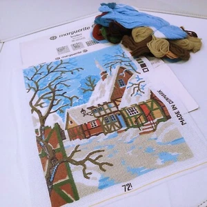 Marguerite Broderi Denmark #721 Winter Homes Painted Canvas Needlepoint Kit Open - Picture 1 of 9