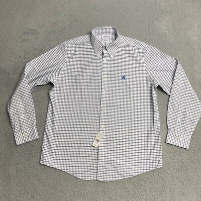 Camisa Brooks Brothers Para Hombre Grande Blanca Azul Negra Abotonada Regent Oxford 98$ Foto 1 de 4