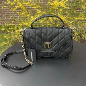 New Woman's Handbags Karl Lagerfeld Paris Agyness Satchel Nouvelle Gift Black - Picture 1 of 24