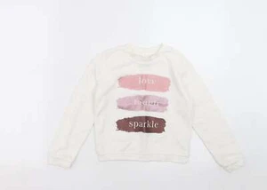 Primark Girls Ivory Polyester Blend Sweatshirt Size 6-7 Years - love laugh sp - Picture 1 of 12