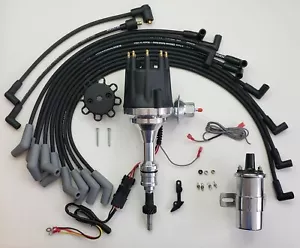 small cap FORD 5.0L 302 EFI to Carb HEI Distributor +CHROME Coil + 8.5mm WIRES - Picture 1 of 2
