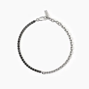 Bracciale Tennis in argento 925 Uomo Mabina Rodiato In Oro Bianco Bracelet Man - Foto 1 di 4
