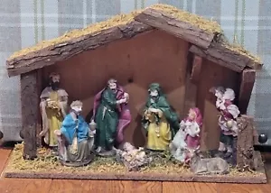 Vintage Nativity set Handmade Glued Figurines Set of 8 - Bild 1 von 6