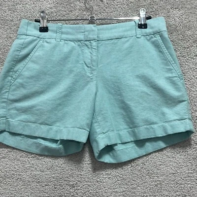 J. Pantalones Cortos Para Mujer 0 Verde Menta Frente Plano Chino Algodón Cinturón Gancho y Ojo Foto 1 de 4