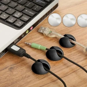 Organizador de escritorio ordenado soporte cargador USB clips de caída de cable blanco de 6 piezas - Imagen 1 de 6