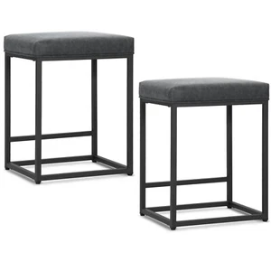 24" Bar Stools Set of 2 Upholstered Counter Height Backles Kitchen Dining Chairs - Picture 1 of 8