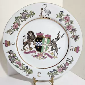 Rare Chinese Armorial Porcelain Monogrammed 12" Plate Asian Red Stamp - Picture 1 of 10