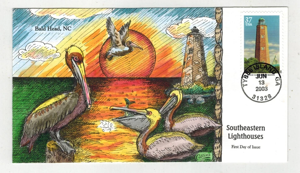 2003 COLLINS HANDPAINTED SOUTHEASTERN LIGHTHOUSES BALD HEAD NORTH CAROLINA - Image 1 of 1