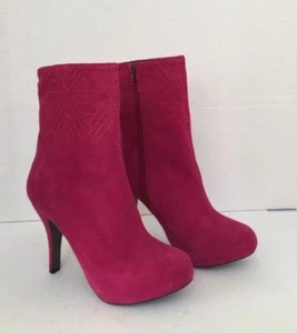 Sacha London Boots Joelene Platform Stiletto Bootie Magenta Suede Women's 6.5 US - Picture 1 of 9