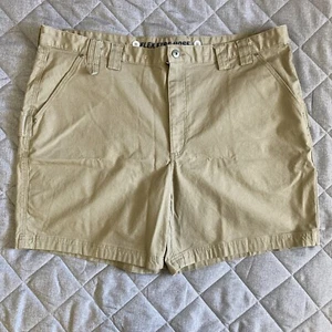 Duluth Flex Fire Hose Shorts Mens 46 Khaki Chino Carpenter Pockets Stretch 7” - Picture 1 of 9