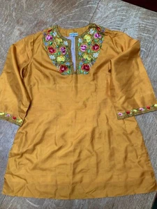 Gold Silk Indian style Shirt suitable for Boy/Girl - Picture 1 of 5