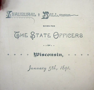 Wisconsin Political History Inaugural Ball Dance Card Gov Lucius Fairchild 1891 - Picture 1 of 7