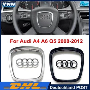 Glänzend Lenkrad Emblem Abzeichen + Trim Rahmen für Audi A3 8P A4 A6 C6 Q5 08-12 - Bild 1 von 9