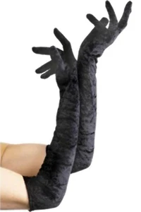 Guanti Neri Lungo 52cm Raso Burlesque Maschietta Accessorio Vestito - Foto 1 di 1