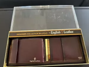 English Leather Designer Collection Leather Billfold Wallet Vtg 028708 Burgandy - Picture 1 of 5