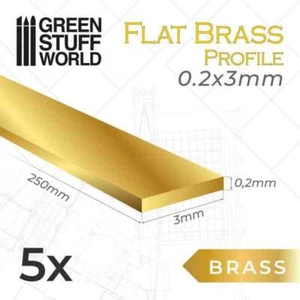 Green Stuff World 11132 Flat Brass Profile 0,2 x 3mm (SET 5pcs) - Picture 1 of 2