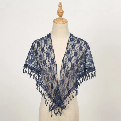 Bufanda triángulo de encaje para mujer chal bordado con flecos pañuelo bufandas para mujer Foto 1 de 4