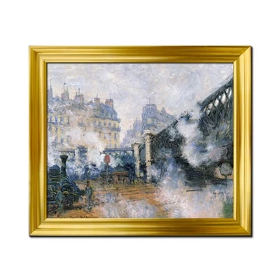 Arte enmarcado clásico Claude Monet estación de tren paisaje impresión pintura al óleo Foto 1 de 4