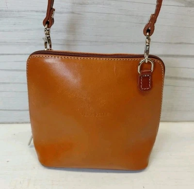 Vera Pelle Small Cross Body Leather Bag Made in Italy Brown - Image 1 of 4