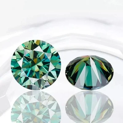 1.5 Ct Green Blue Lab Grown Diamond Round Cut VVS1 Loose Gemstone Brilliant Cut - Image 1 of 4
