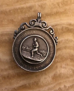 Antiguo reloj colgante de plata esterlina 1913-14 FOB Midland Cross Country - Imagen 1 de 3
