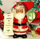 Lenox Ornament AFRICAN AMERICAN SANTA Naughty Nice List Porcelain 24k Xmas NIB