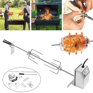 Universal BBQ Grillspieß Set 117 cm Rotisserie Drehspieß Edelstahl mit Motor Neu - Bild 1 von 14