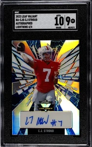 CJ Stroud/4 Auto SGC 9 10 Auto Lightning 2022 Leaf Valiant Rookie Autografiado  - Imagen 1 de 3