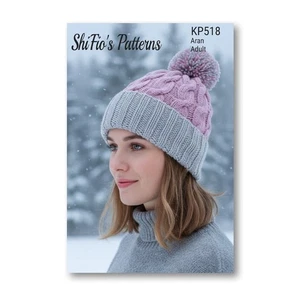 Knitting Pattern for Ladies Hat, Cable Beanie, Aran KP518 - Picture 1 of 7