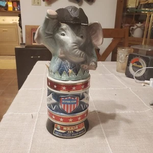 Vintage 1976 Jim Beam Republican Decanter Empty Elephant With Foam Hat - Bild 1 von 11