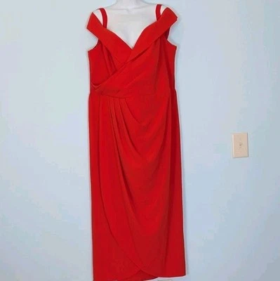City Chic Ripple Love Off Shoulder Dress Women's Large 20 Red Tigerlily NEW - Image 1 of 4