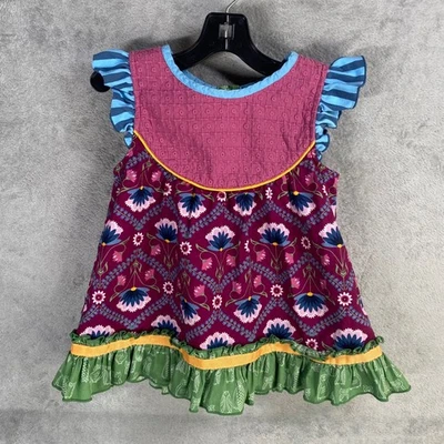 Matilda Jane Dress Girls Size 4 Mixed Floral Print Ruffle Cottage Boho Cute - Image 1 of 4