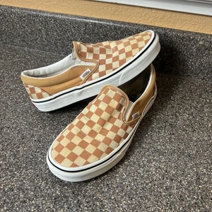 Vans Classic Slip On Skater Shoes Cantaloupe Check Women's Sz 7.5 Sneaker Mens 6 - Foto 1 di 11