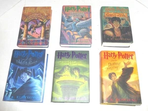 Harry Potter Hardcover Book Set 1,3,4,5,6,7, MISSING BOOK 2 - SOME BOOKS W/FLAWS - Picture 1 of 18
