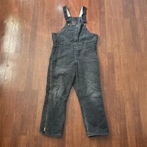 Walls Zero Zone Insulated Overalls Mens Large Short Black Workwear Bib Pants - Picture 1 of 10