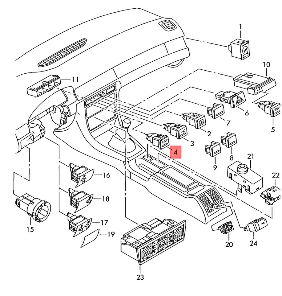Genuine AUDI A4 Avant S4 quattro RS4 8E2 8E5 8EC 8ED Switch 8E1927134A5PR - Image 1 of 1