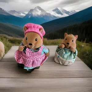 LIL’ WOODZEEZ Bushy Tail Squirrel Family Of 2 Soft Felt Figure Sylviana Toys - Picture 1 of 5