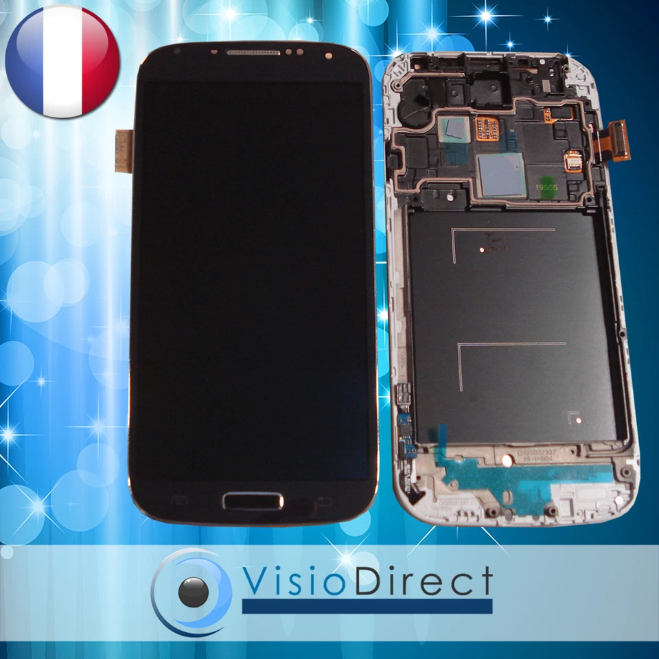 Ecran vitre complet sur chassis pour Samsung Galaxy S4 i9505 Noir bleu/gris - Photo 1/1