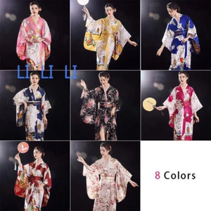 Women Japanese Cosplay Costume Gown Lady Evening Sexy Kimono Yukata Robe Dress - Imagen 1 de 32