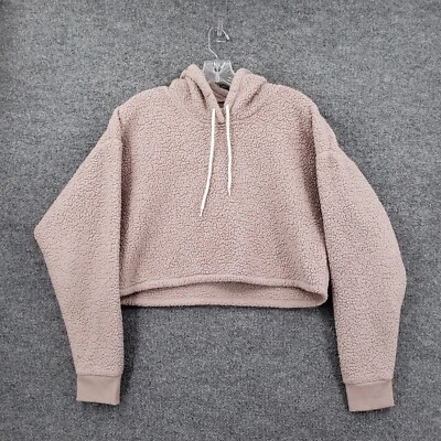 Sudadera con Capucha Gilly Hicks Para Mujer S Pequeña Rosa Beige Polar Sherpa Oso Pullover Recortado Foto 1 de 4