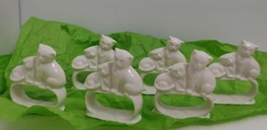 Vintage 6 Cat Napkin Rings Holders White Porcelain Taiwan Kitty 3" H 2.5" - Picture 1 of 8