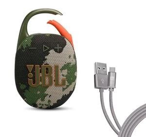 JBL Clip 5 Bundle with Case Logic 6FT Type C Braided Cable - Camo - Picture 1 of 5