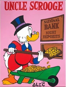 Alec Monopoly Hand oil painting on canvas,Scrooge Feeding bank 24×32inch - Picture 1 of 5