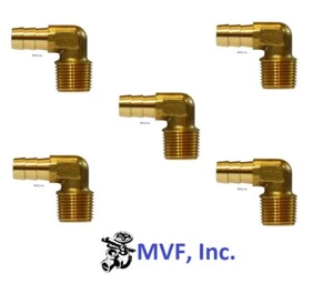 Hose Barb Elbow 90° for 1/4" ID HOSE X 1/4" Male NPT Brass Fuel (5-Pack) HBT1-4 - Picture 1 of 6