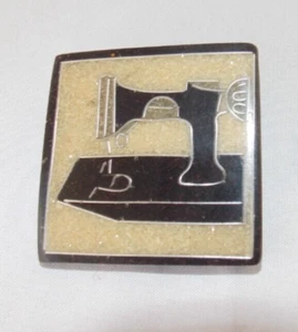 Sewing Machine Sawdust Brooch Pin Artisan Costume Jewelry Handcrafted 1.5" - Picture 1 of 7