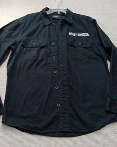 Harley Davidson Brand Men's M Black Long Sleeved Button Down Shirt - Picture 1 of 9