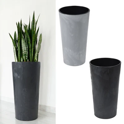 Blumenkübel Pflanzkübel Betonoptik Pflanzeinsatz rund 2 Farben 5 Größen TOP! - Bild 1 von 3