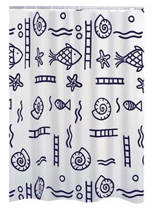 RIDDER Duschvorhang Textil Neptun 240x180 cm blau Textilvorhang Polyestervorhang - Bild 1 von 6