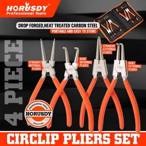 HORUSDY 4-Pc 7" Circlip Pliers Internal / External / Bent / Straight Ring Remove - Picture 1 of 9