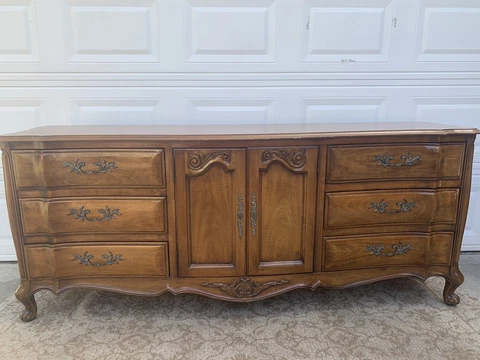 White Fine Furniture French Provincial Maple Triple Dresser Cover
